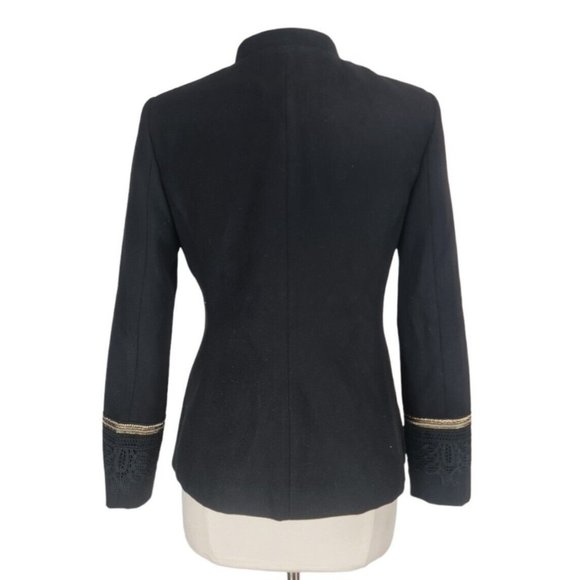 ROMEO + JULIET Women One Button Up Blazer Size M  Black Gold Embordered A18P - Picture 3 of 8